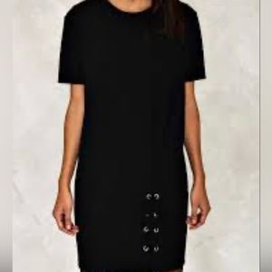 Reitmans Classic Black Short Sleeve Dress with tie bottom